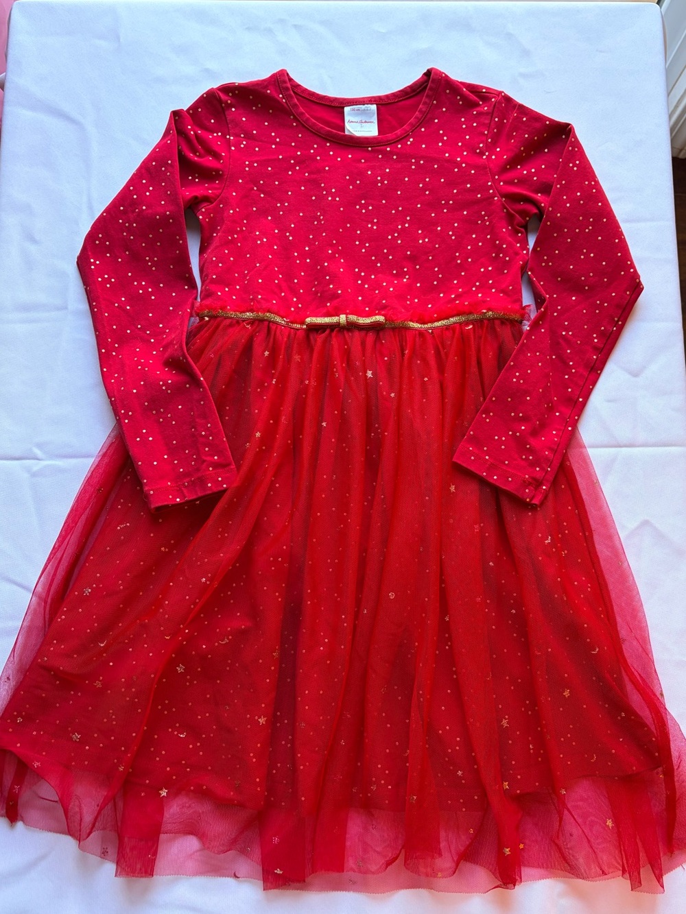 Hanna Andersson Red Sparkle Tulle Dress Size 6-7 120